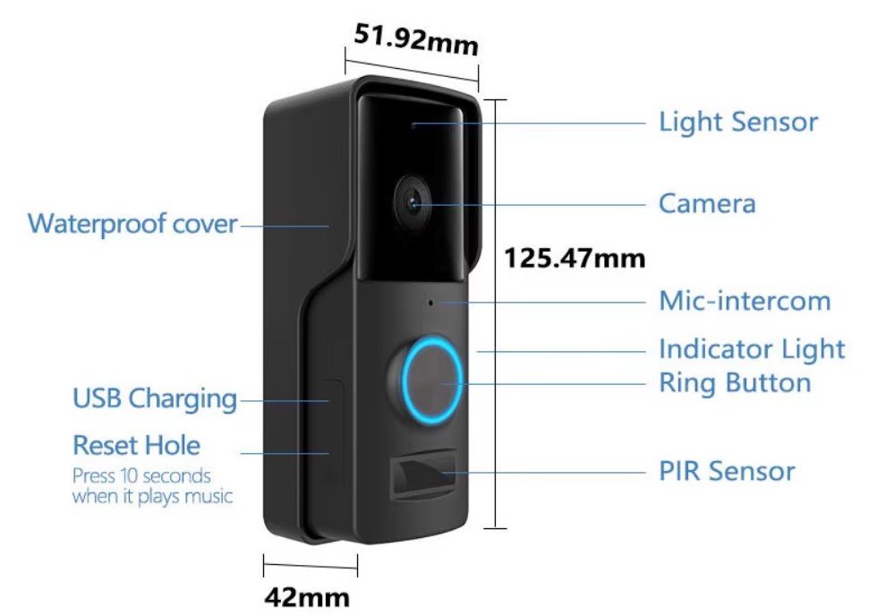 Pemsmart Tuya 1080P Wireless Video Doorbell - Chime & Night Vision product image 4