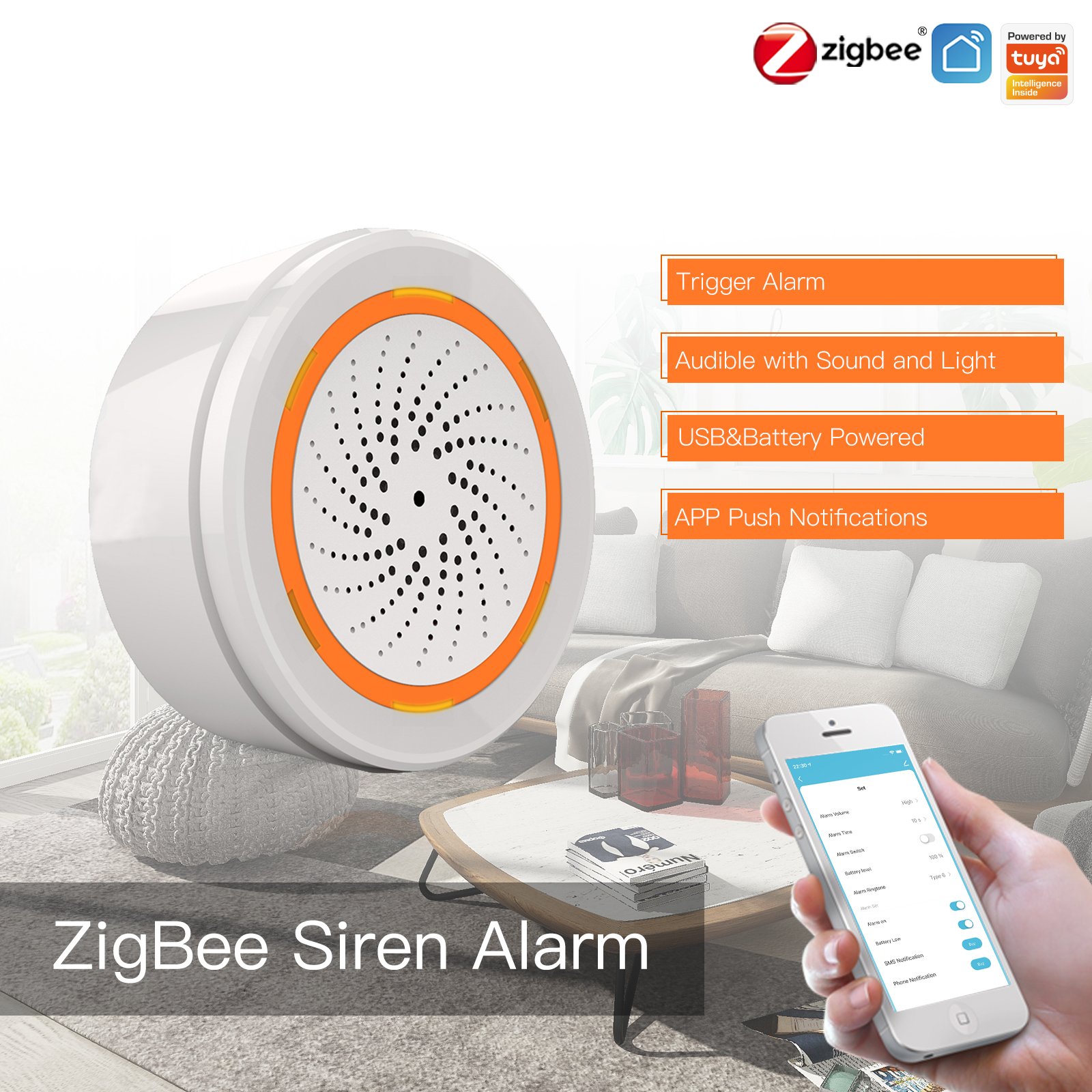 Pemsmart Tuya 90dB Siren Alarm - WiFi/Zigbee, 18 Ringtones product image 1