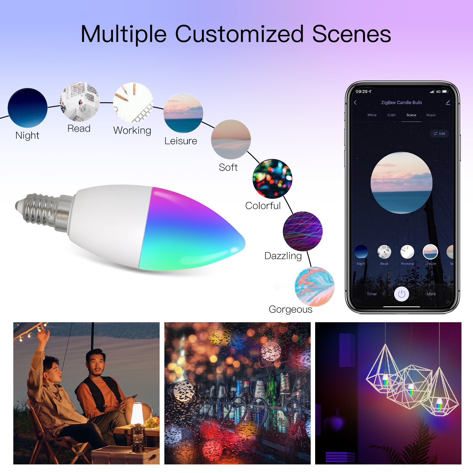 Pemsmart Zigbee E14 Smart Candle Bulb - 5W RGB+CCT product image 5