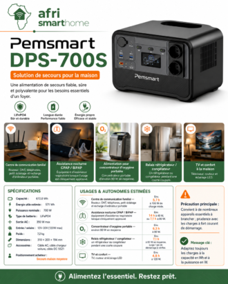 Pemsmart DPS-700S Portable Power Station - 700W, 672Wh LiFePO4 product image 3