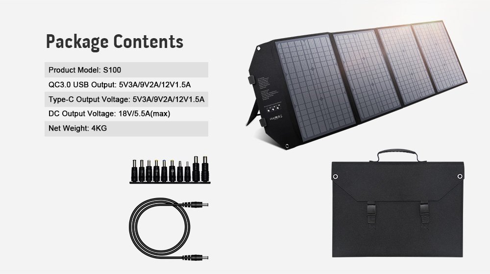 Pemsmart S100 Foldable Solar Panel - 100W Portable Solar Charger product image 2